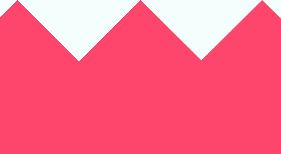 A light red modern cut out shape, with three triangular points at the top.